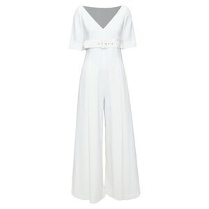 Emilia Wickstead cloque wide leg v neck belted jumpsuit